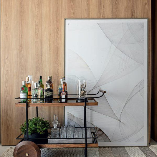 Mobile Solid Wood Side Table with Iron Accents