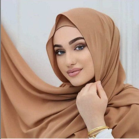 Modal Elastic Bucket Cap with Pearl Chiffon Scarf Set