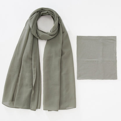 Modal Elastic Bucket Cap with Pearl Chiffon Scarf Set