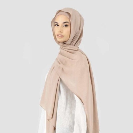Modal Elastic Bucket Cap with Pearl Chiffon Scarf Set