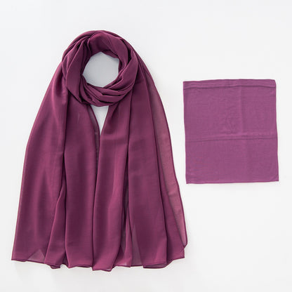 Modal Elastic Bucket Cap with Pearl Chiffon Scarf Set