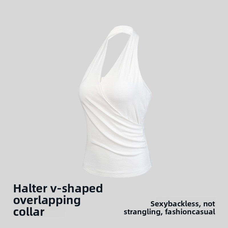 Modal Yoga Top with Chest Pads Halter Neck Sports Vest