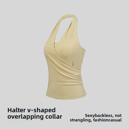 Modal Yoga Top with Chest Pads Halter Neck Sports Vest