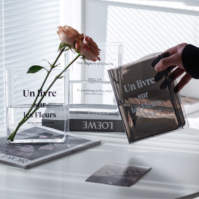 Modern Acrylic Book Shape Flower Vase
