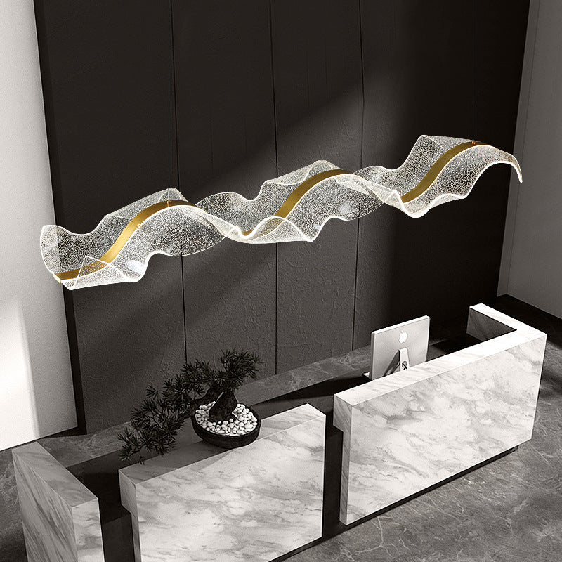 Modern Acrylic LED Chandelier with Wavy Design