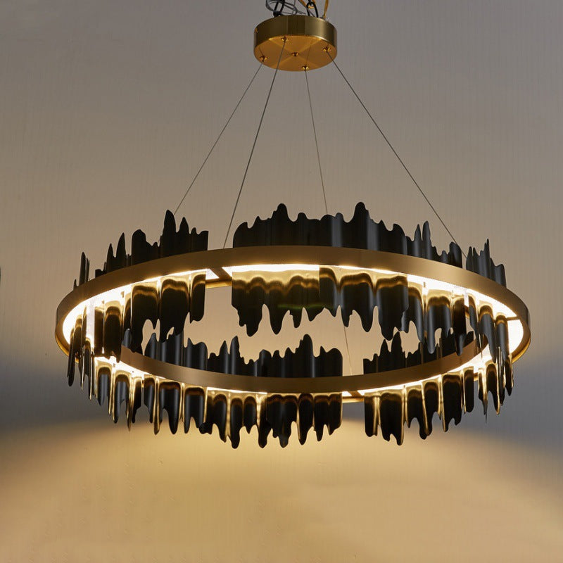 Modern Circular All-Copper Chandelier