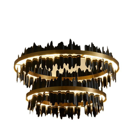 Modern Circular All-Copper Chandelier