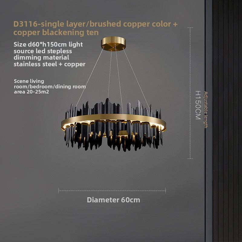 Modern Circular All-Copper Chandelier