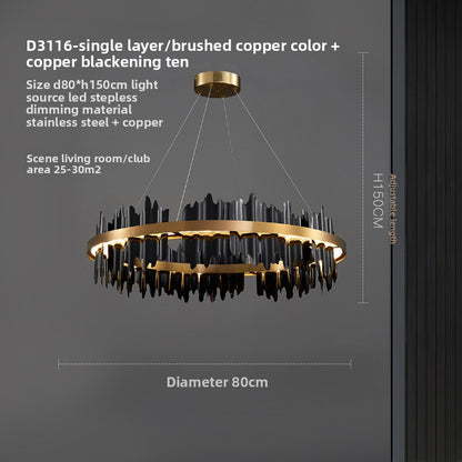 Modern Circular All-Copper Chandelier
