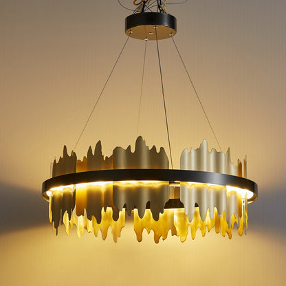 Modern Circular All-Copper Chandelier
