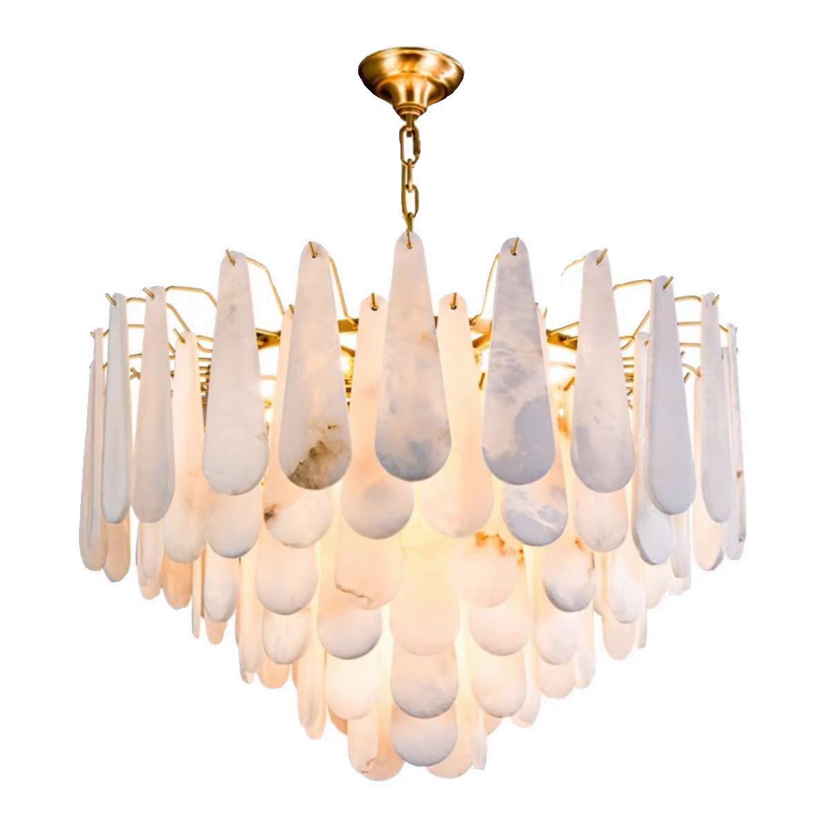 Modern Copper Chandelier with Stone Accents