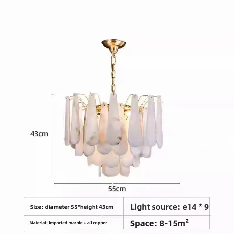 Modern Copper Chandelier with Stone Accents
