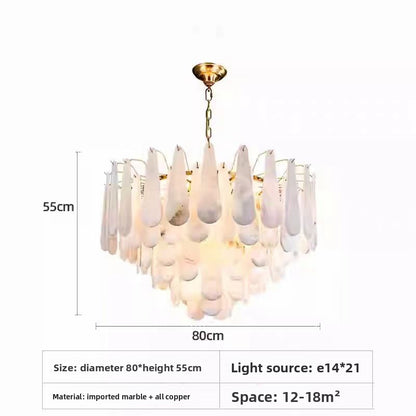 Modern Copper Chandelier with Stone Accents