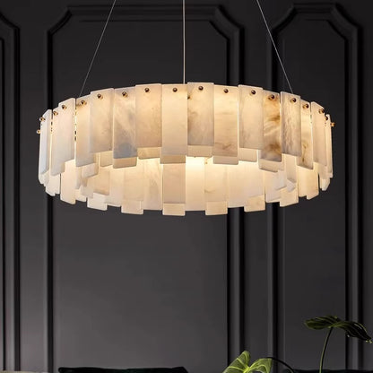 Modern Copper Marble Chandelier with LED Lighting