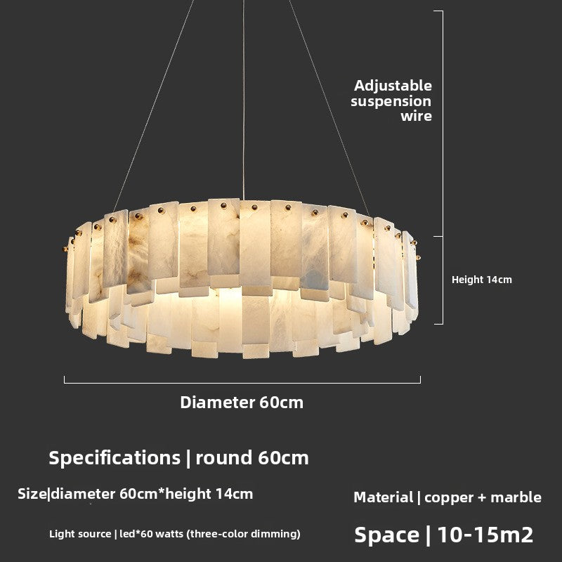 Modern Copper Marble Chandelier with LED Lighting