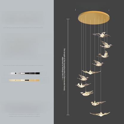 Modern Crystal Bird Chandelier