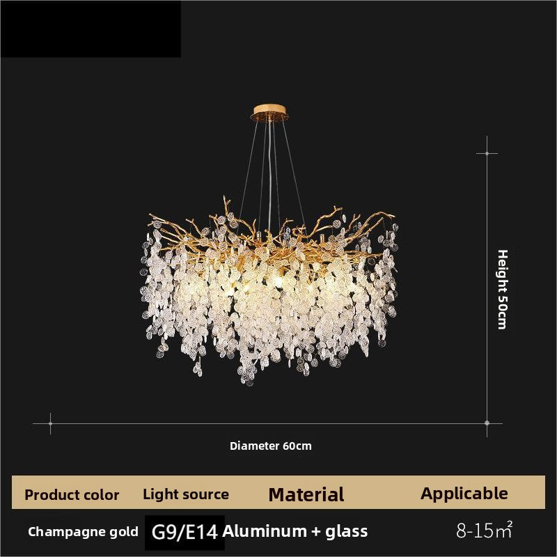 Modern Crystal Branch Chandelier for Living Room and Restaurant