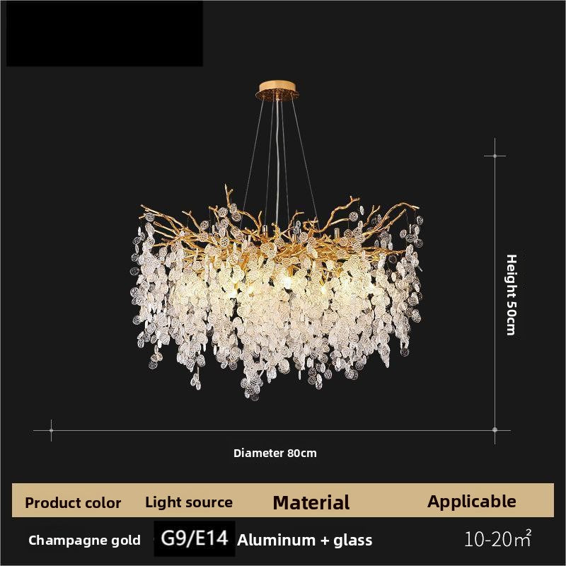 Modern Crystal Branch Chandelier for Living Room and Restaurant