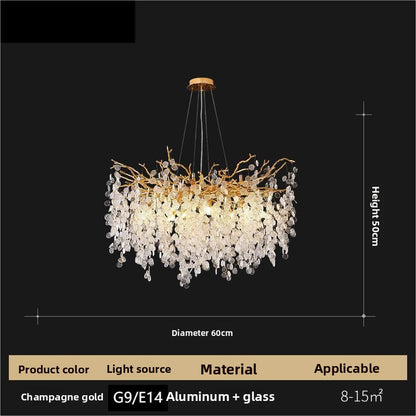 Modern Crystal Branch Chandelier for Living Room and Restaurant