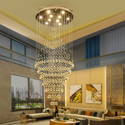Modern Crystal Ceiling Chandelier with Tricolor Dimming