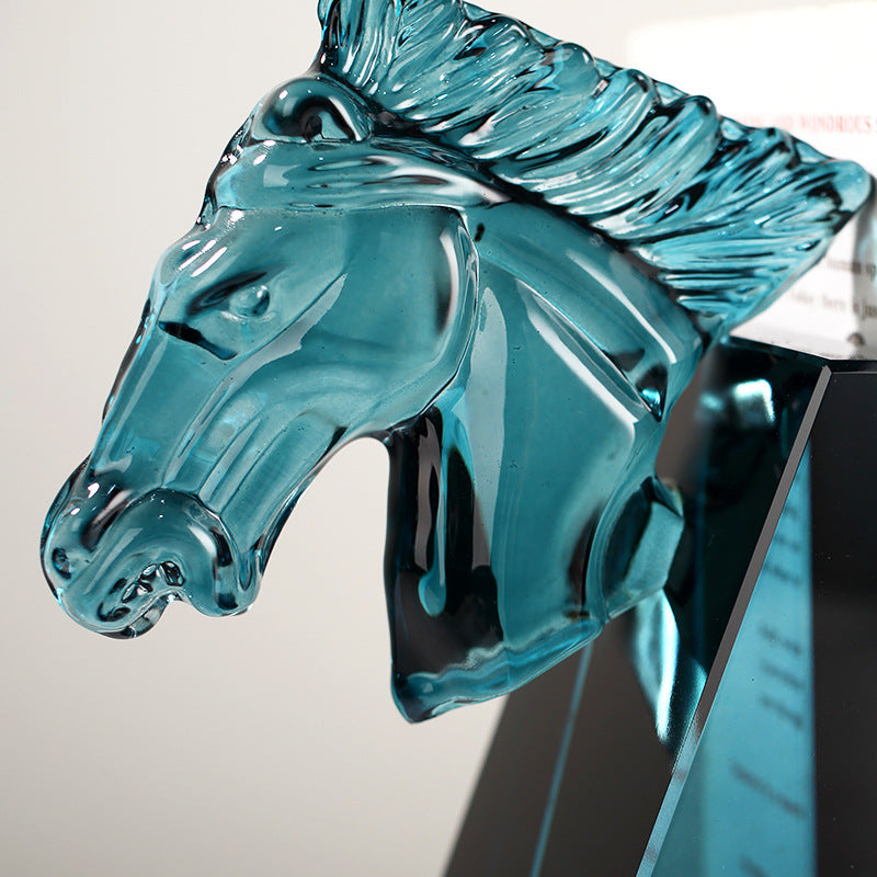 Modern Crystal Horse Head Home Decor Art Piece