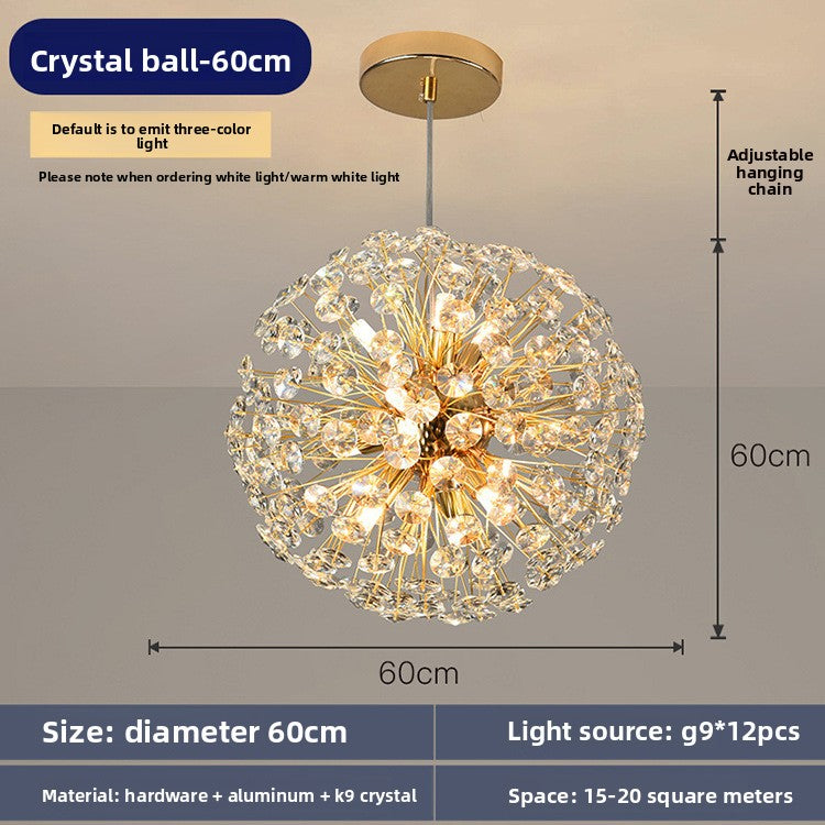 Modern Crystal Sphere Chandelier LED Hanging Lamp
