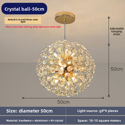 Modern Crystal Sphere Chandelier LED Hanging Lamp
