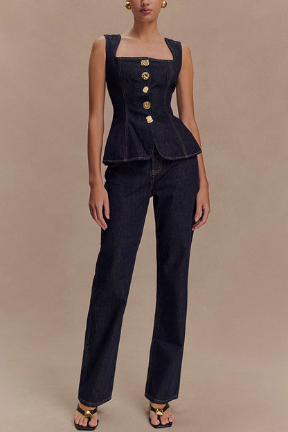 Modern Denim Jacket and Pants Set