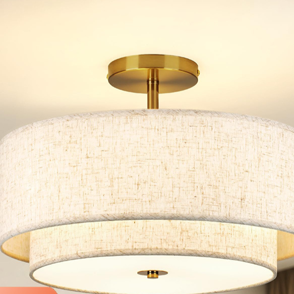 Modern Fabric Linen Ceiling Light for Living Room Bedroom