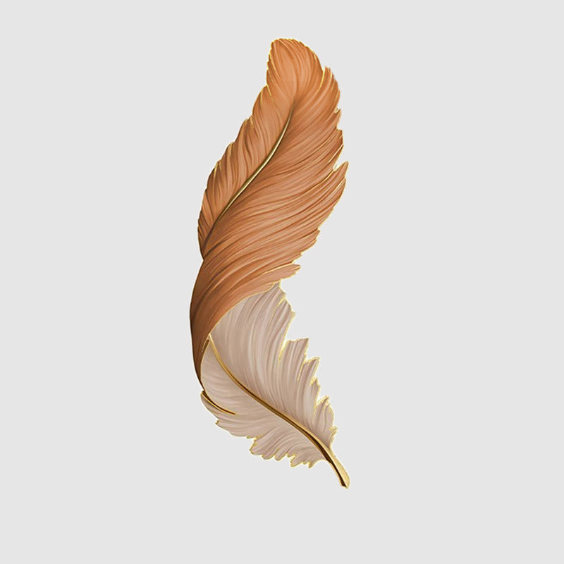 Modern Feather Design Decorative Wall Painting with LED Lighting