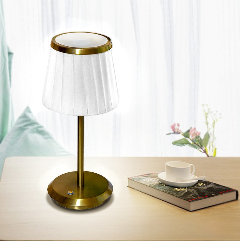 Modern Floor Lamp with Pleated Fabric Shade and Touch Control