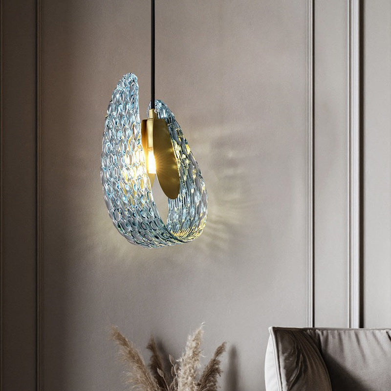 Modern Glass Pendant Light with Copper Finish