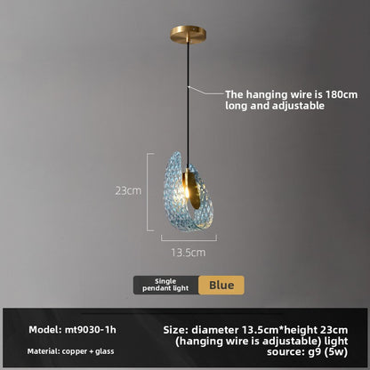 Modern Glass Pendant Light with Copper Finish