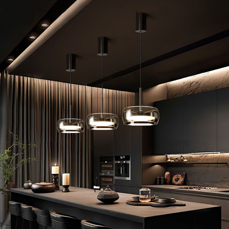 Modern Glass Three-Light Dining Room Chandelier