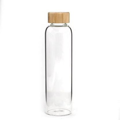 Modern Glass Water Cup with Bamboo Lid