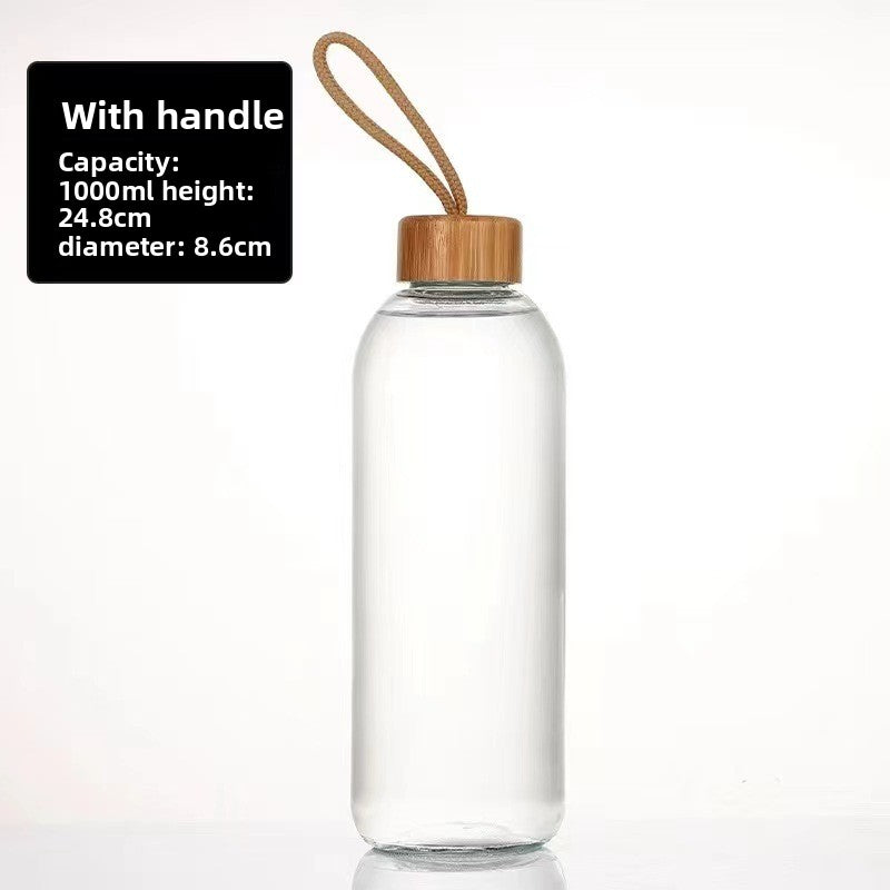Modern Glass Water Cup with Bamboo Lid
