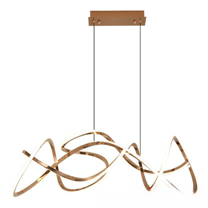Modern Golden Wave Line LED Chandelier