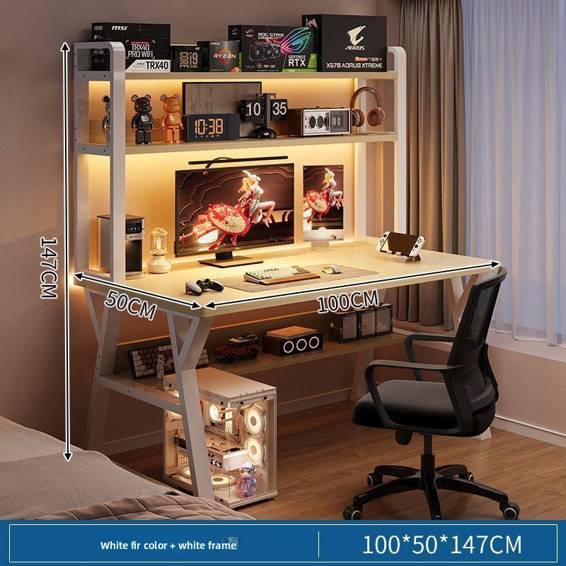 Modern Integrated Computer Desk with Bookshelf
