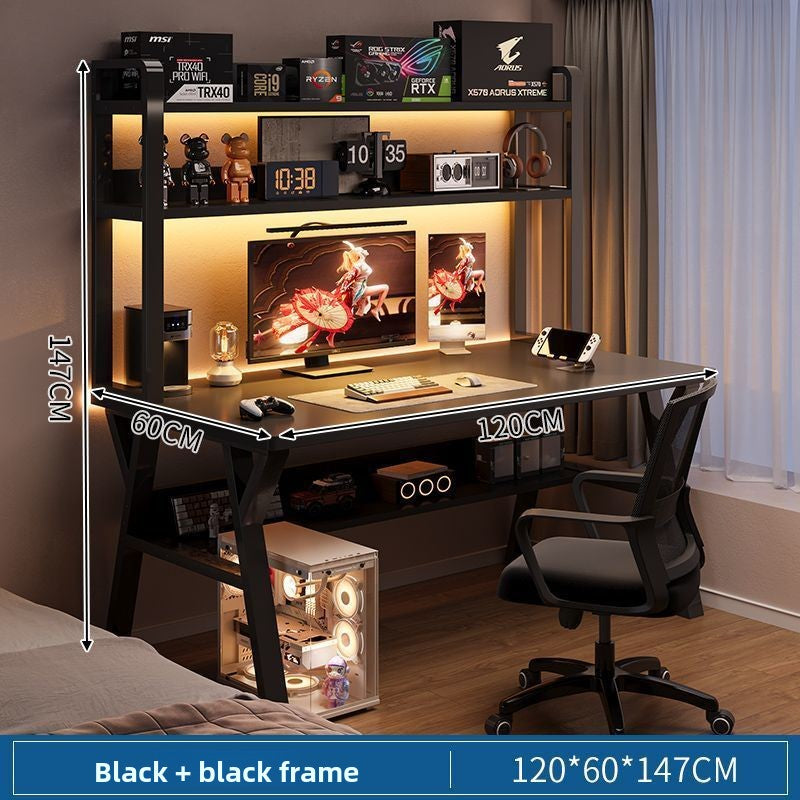 Modern Integrated Computer Desk with Bookshelf