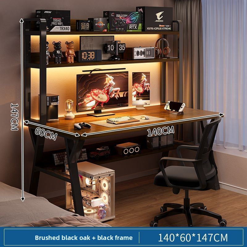 Modern Integrated Computer Desk with Bookshelf