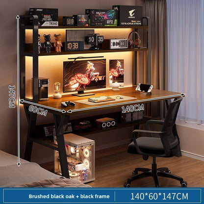 Modern Integrated Computer Desk with Bookshelf