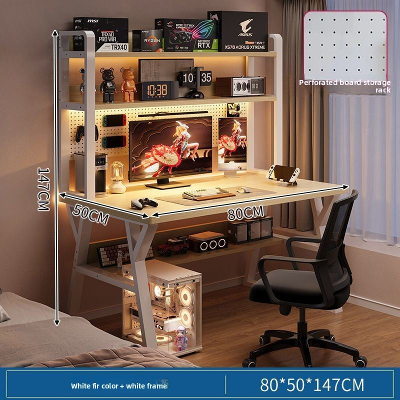 Modern Integrated Computer Desk with Bookshelf