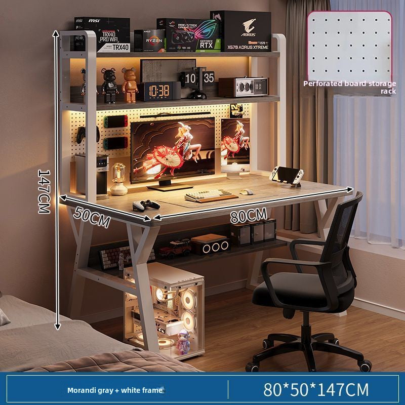 Modern Integrated Computer Desk with Bookshelf