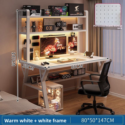 Modern Integrated Computer Desk with Bookshelf