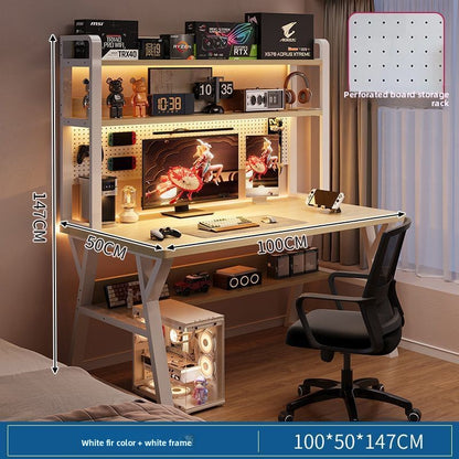 Modern Integrated Computer Desk with Bookshelf