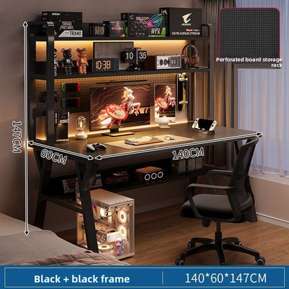 Modern Integrated Computer Desk with Bookshelf