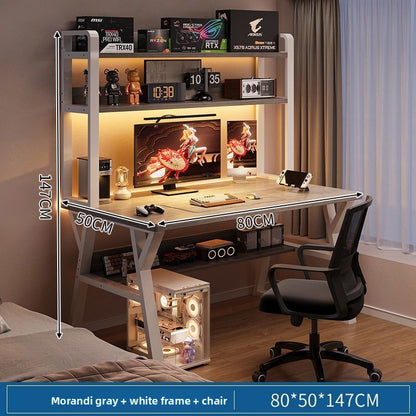 Modern Integrated Computer Desk with Bookshelf