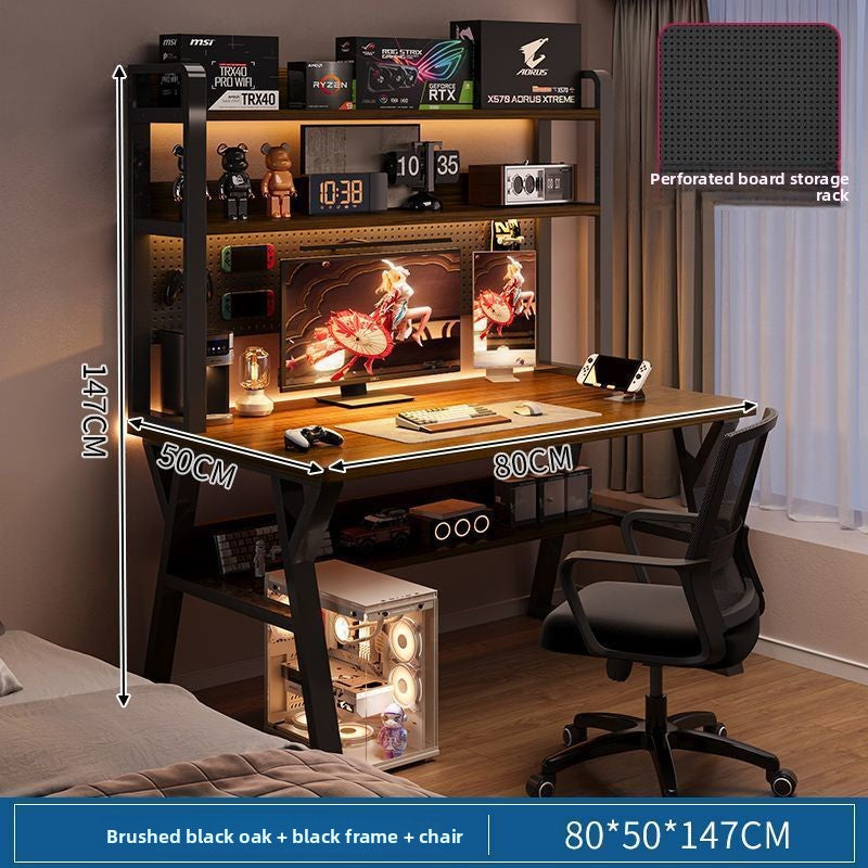Modern Integrated Computer Desk with Bookshelf