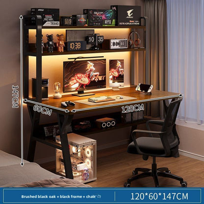 Modern Integrated Computer Desk with Bookshelf
