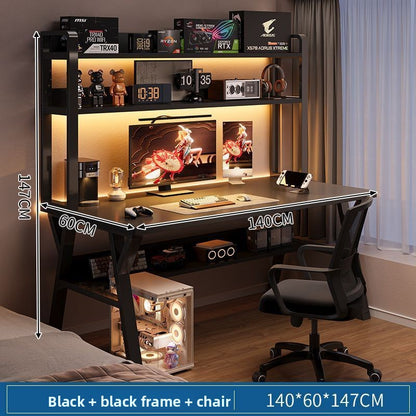Modern Integrated Computer Desk with Bookshelf